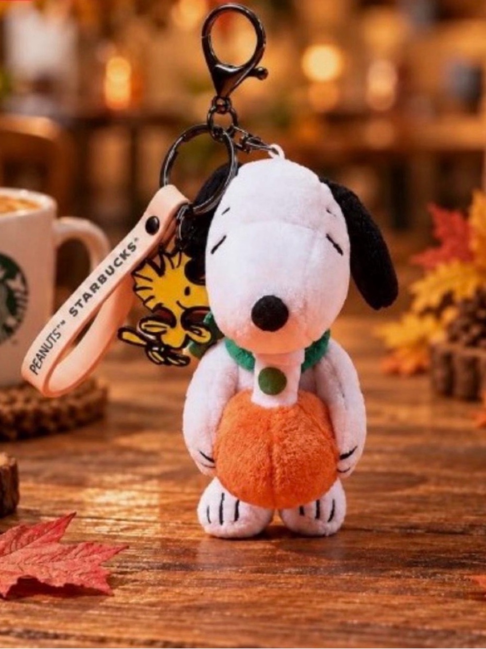 Starbucks x Peanuts Snoopy plush bag charm / key chain with Woodstock charm NWT
